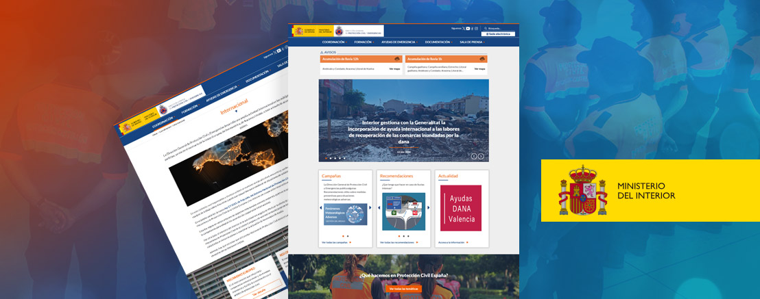 ICA está trabajando en el mantenimiento y actualización de la web corporativa de la Dirección General de Protección Civil y Emergencias DGPCE.